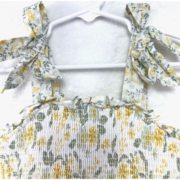 Tahari Tiered Ruffle Dress Girls Toddler 3T Lined Smocked Bows Prairie Floral - Picture 2 of 12